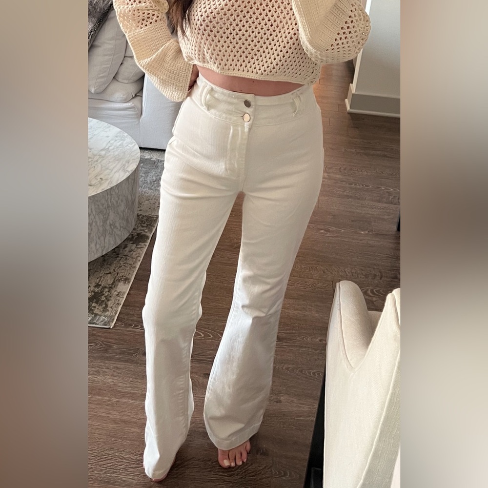 NWT BCBGMAXAZARIA wide leg jeans denim white